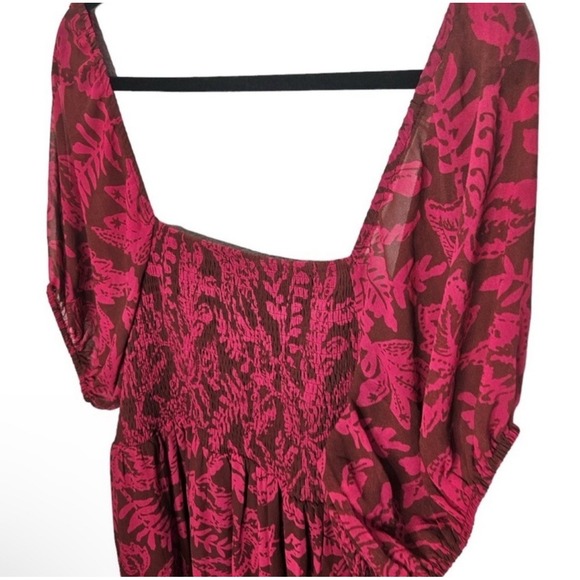 Torrid Leaves Tea Length Smocked Bodice Dress Size 4 Coquette Fairycore Romantic - Picture 5 of 11